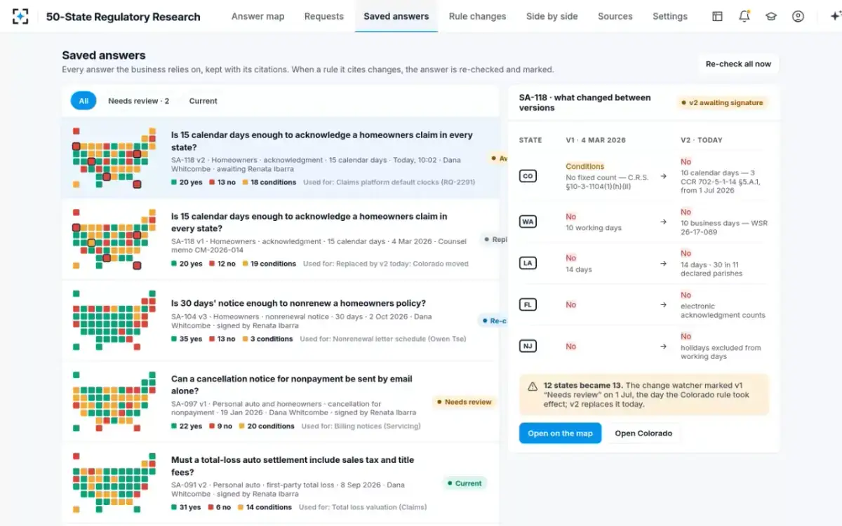 50-State Regulatory Research — Saved answers