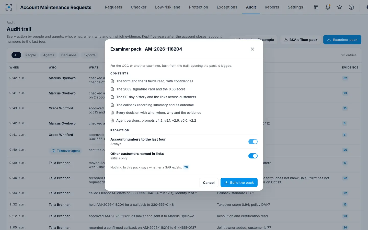 Account Maintenance Requests — The audit trail and the examiner pack