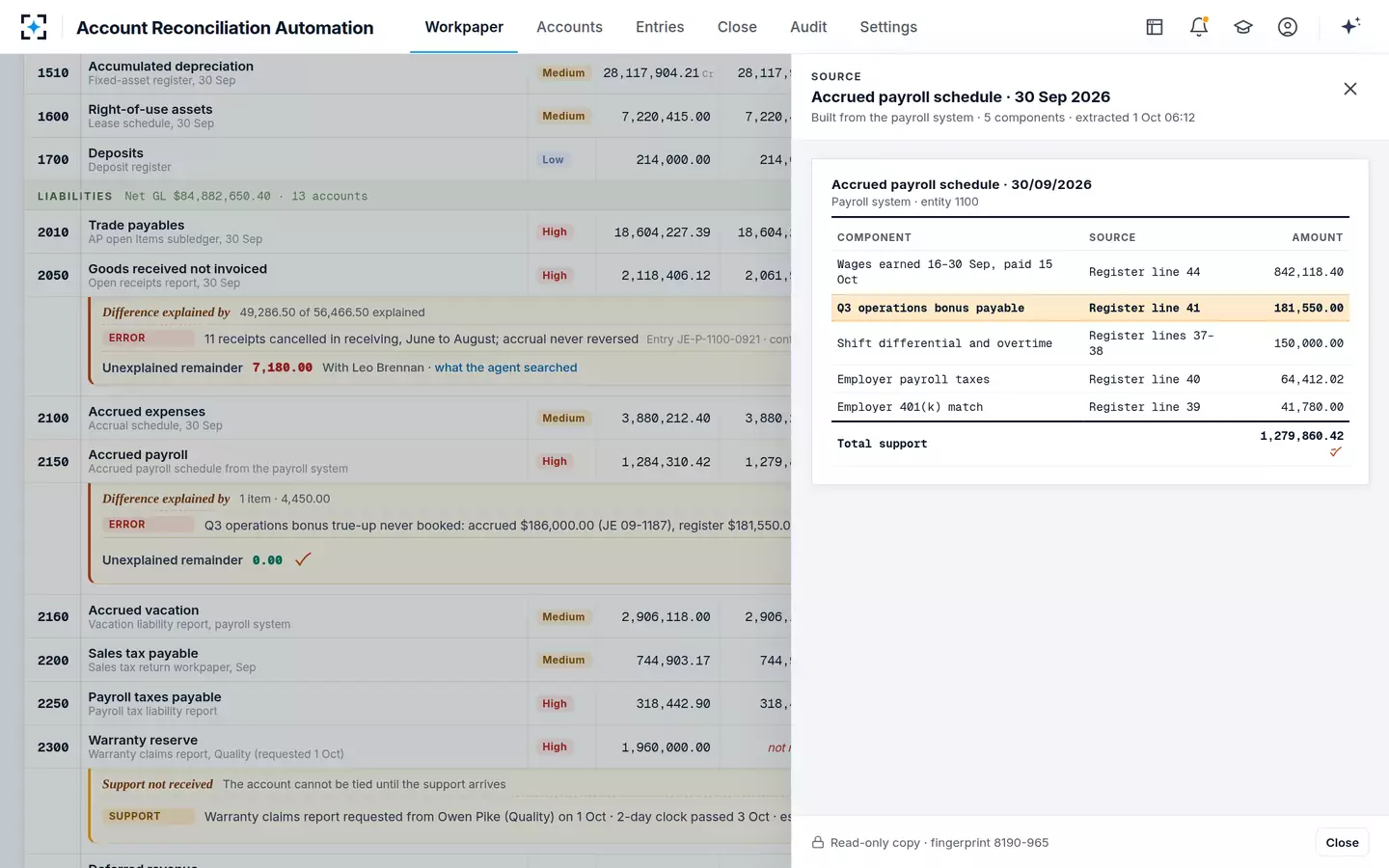 Account Reconciliation Automation — A tick opens its source