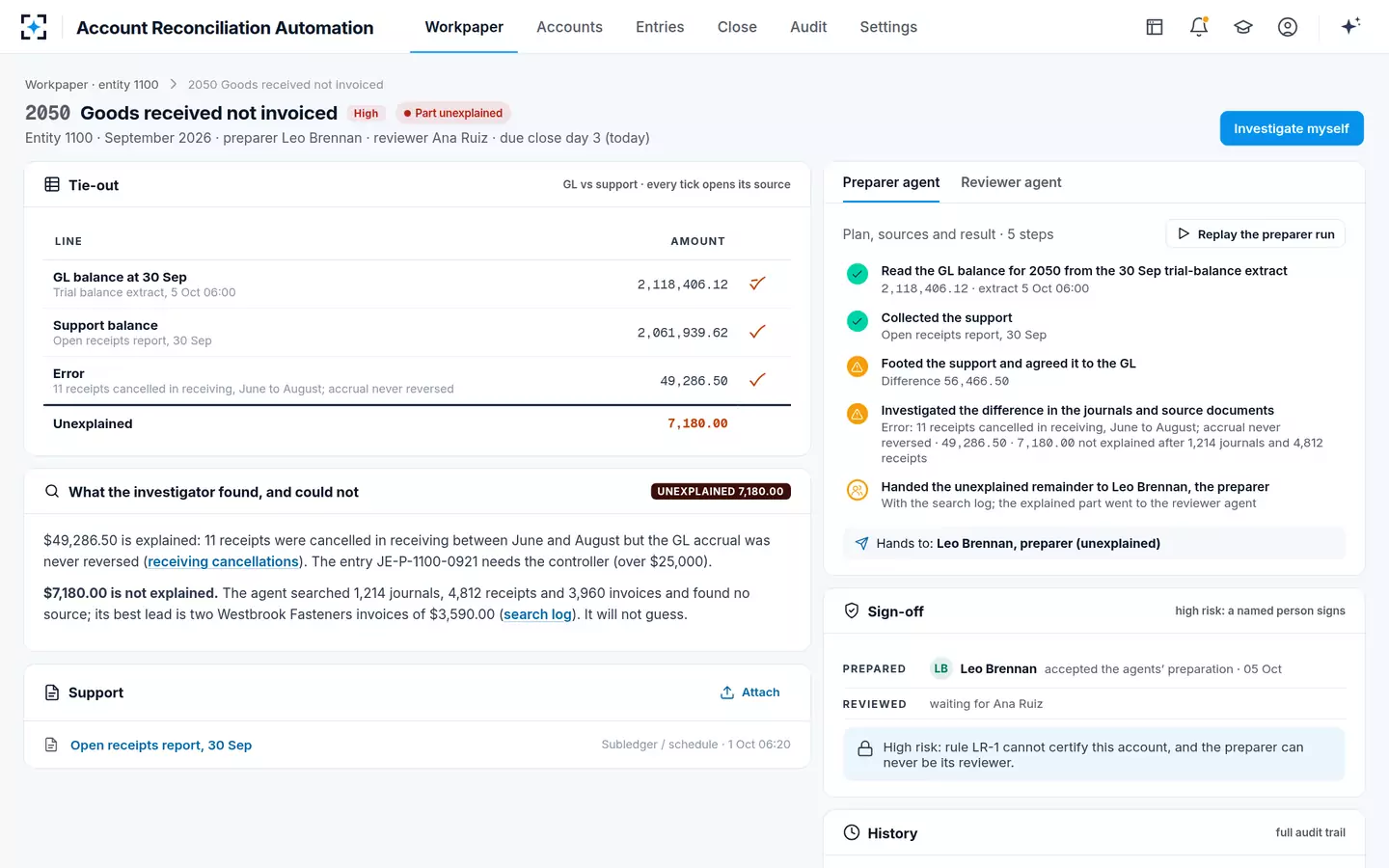 Account Reconciliation Automation — What the investigator could not explain