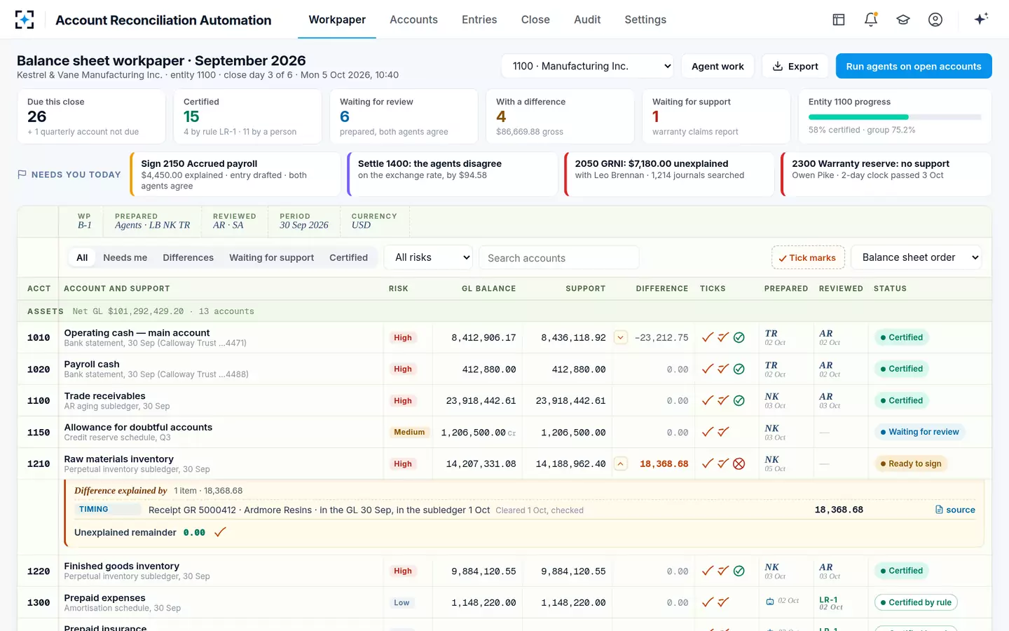 Account Reconciliation Automation — The balance sheet workpaper