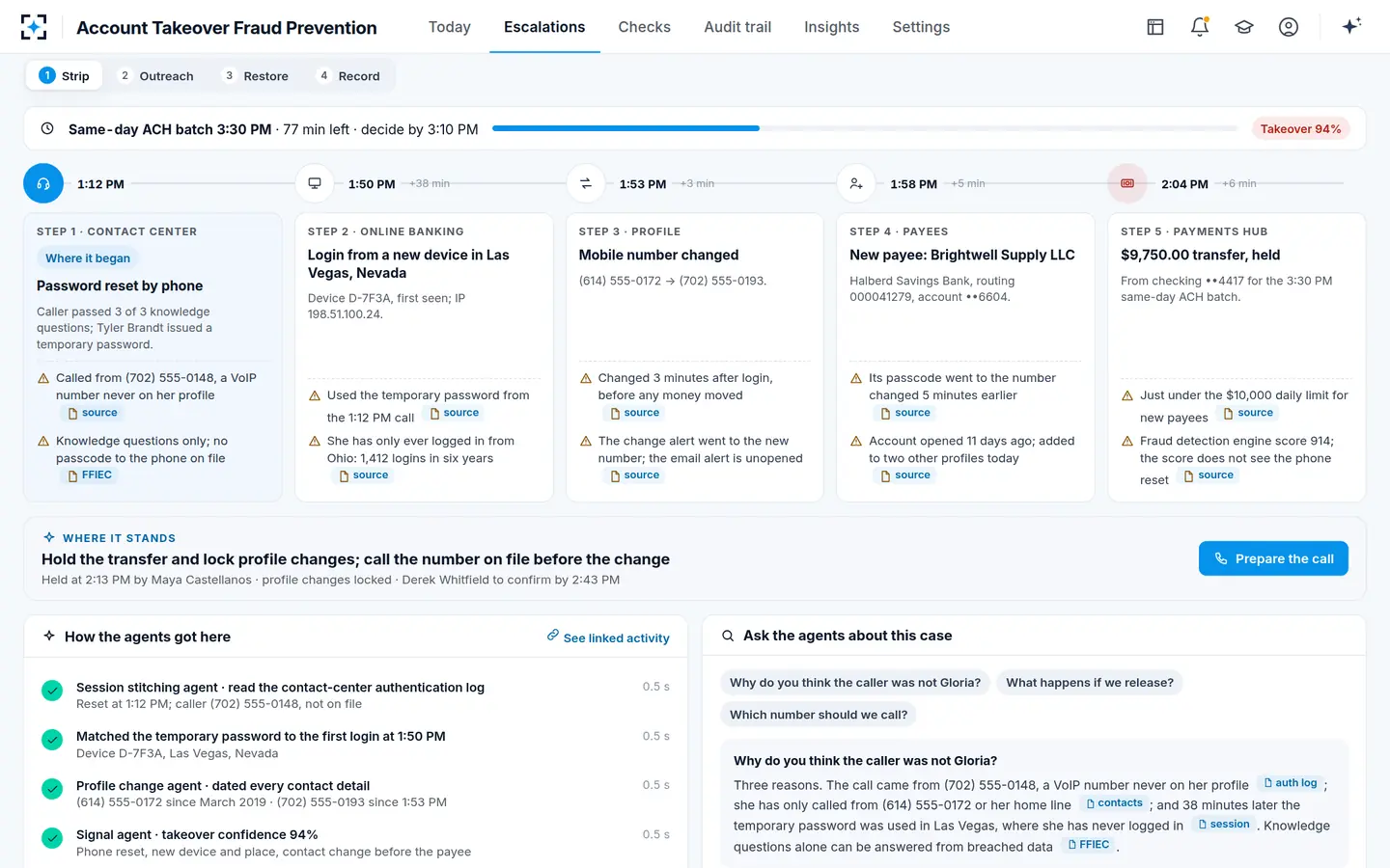 Account Takeover Fraud Prevention — Ask the agents