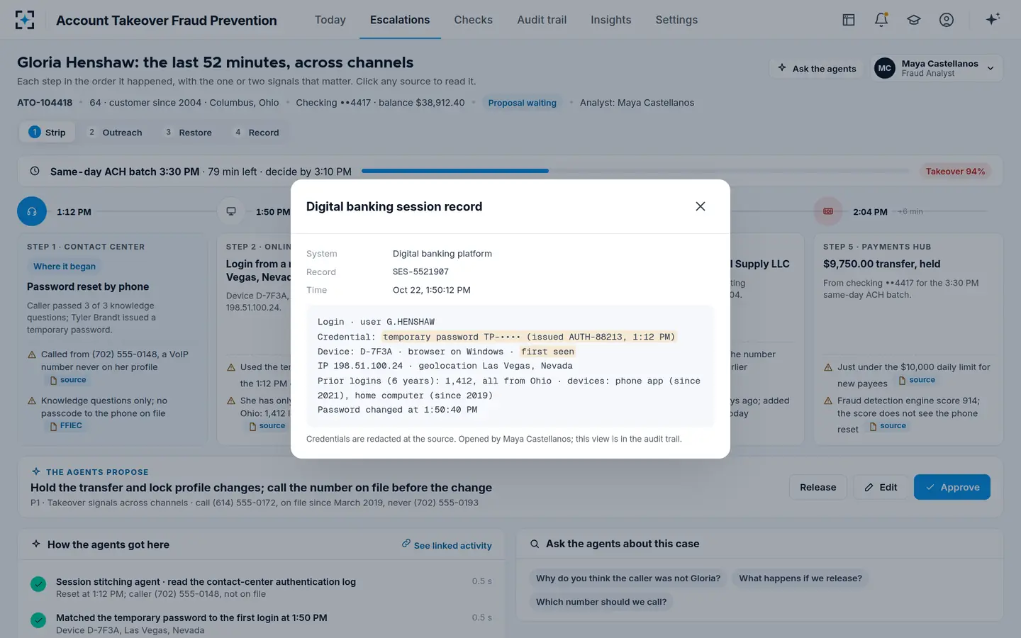 Account Takeover Fraud Prevention — Every signal opens its source
