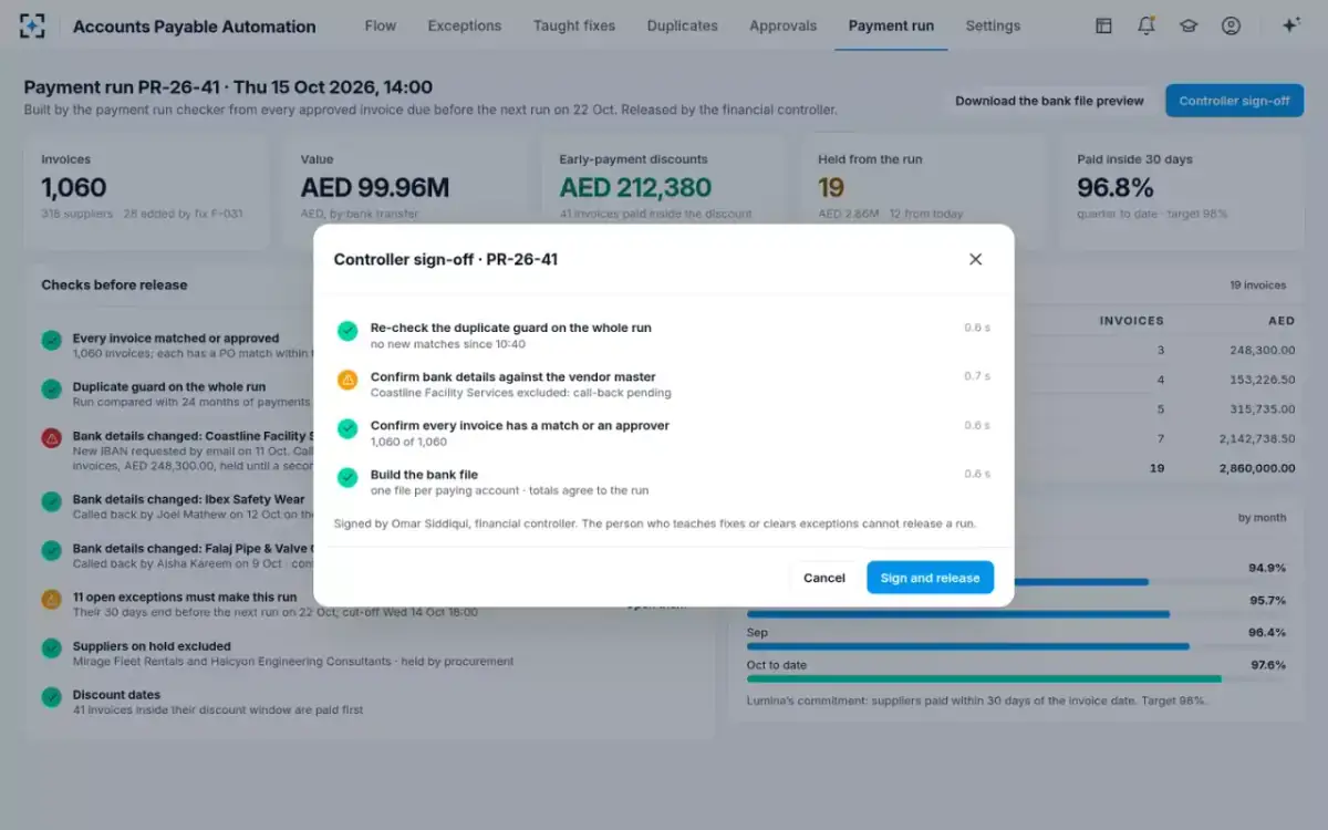 Accounts Payable Automation — Controller sign-off
