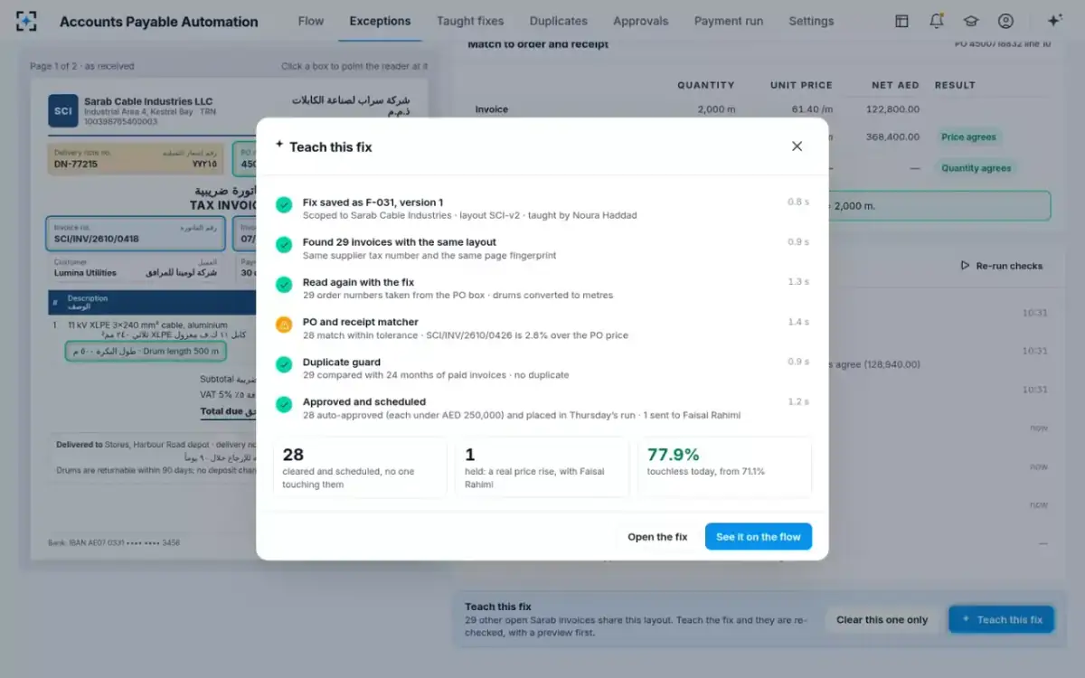 Accounts Payable Automation — The fix re-checked 29 invoices