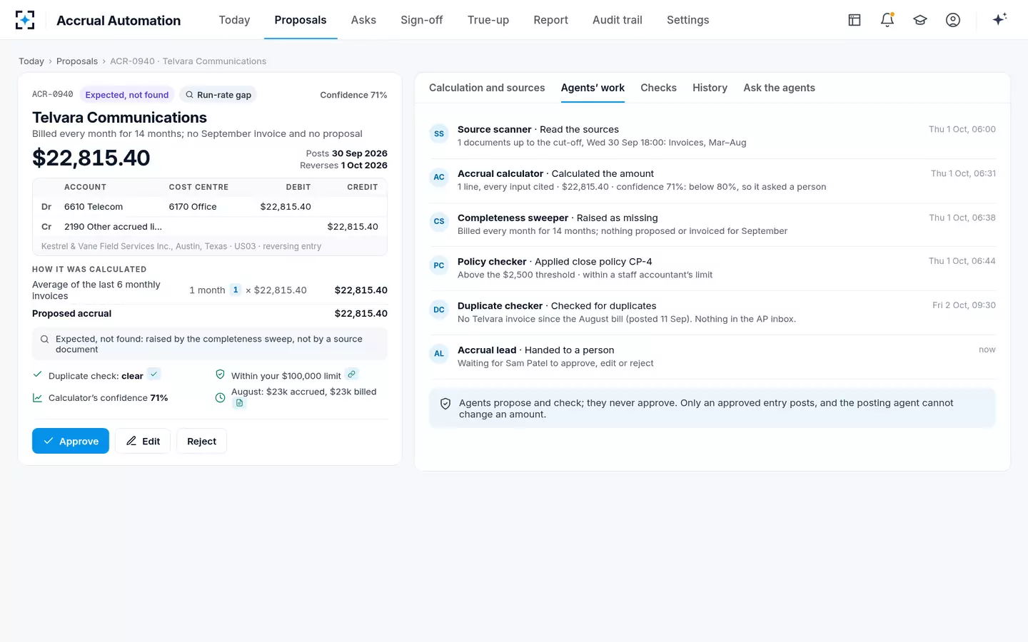 Accrual Automation — Expected, not found