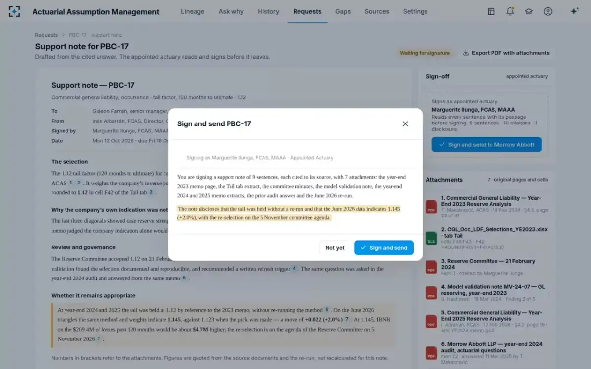 Actuarial Assumption Management — Sign and send