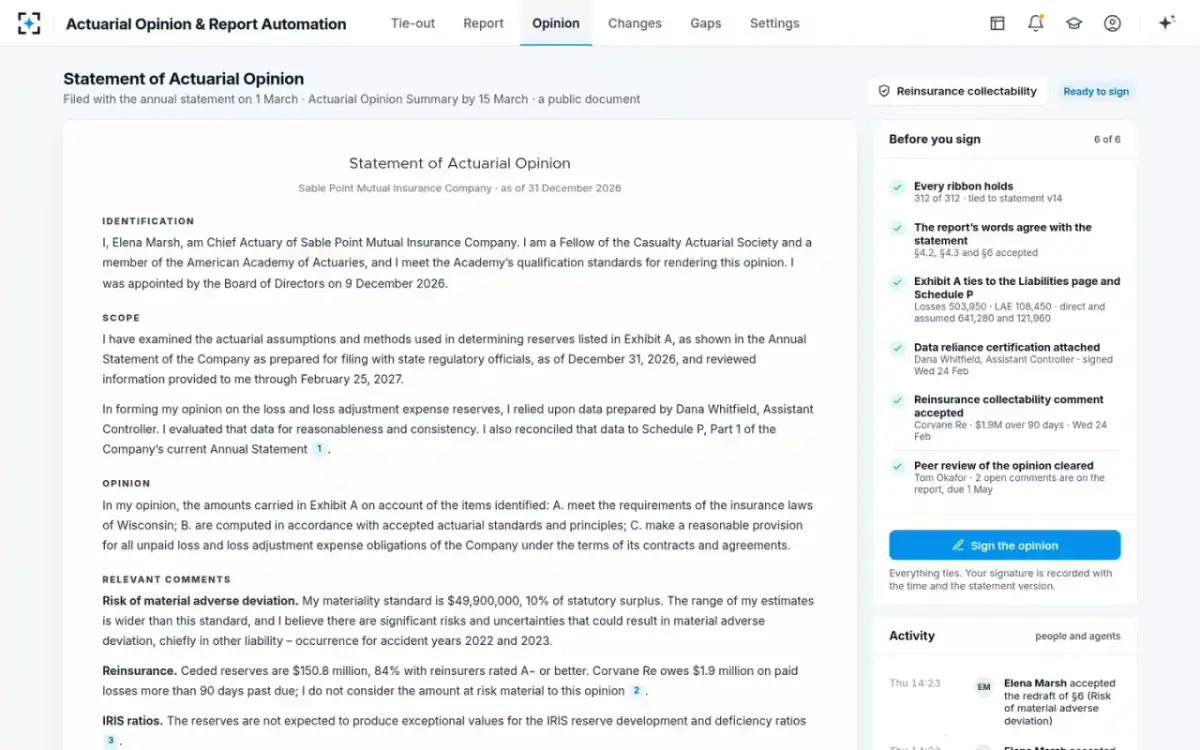 Actuarial Opinion & Report Automation — The Statement of Actuarial Opinion