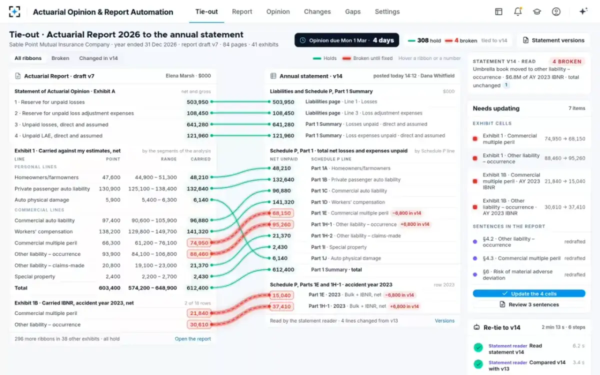 Actuarial Opinion & Report Automation — A late change, re-tied