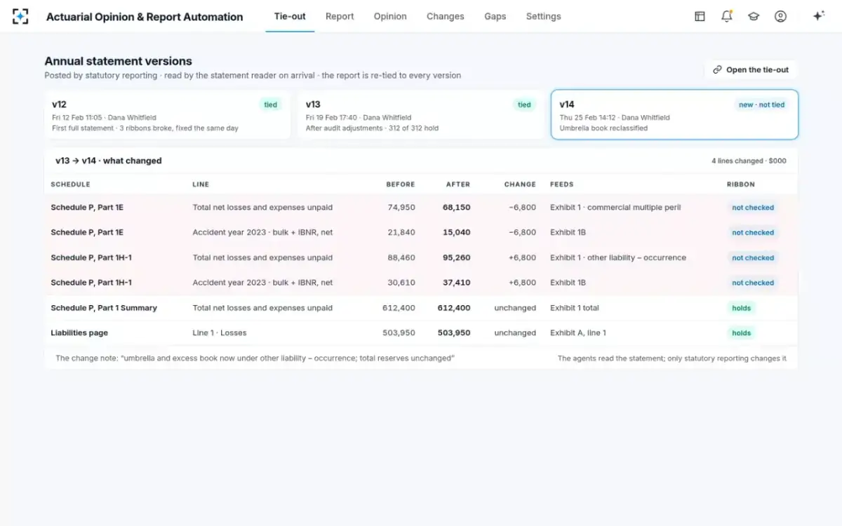 Actuarial Opinion & Report Automation — Statement versions