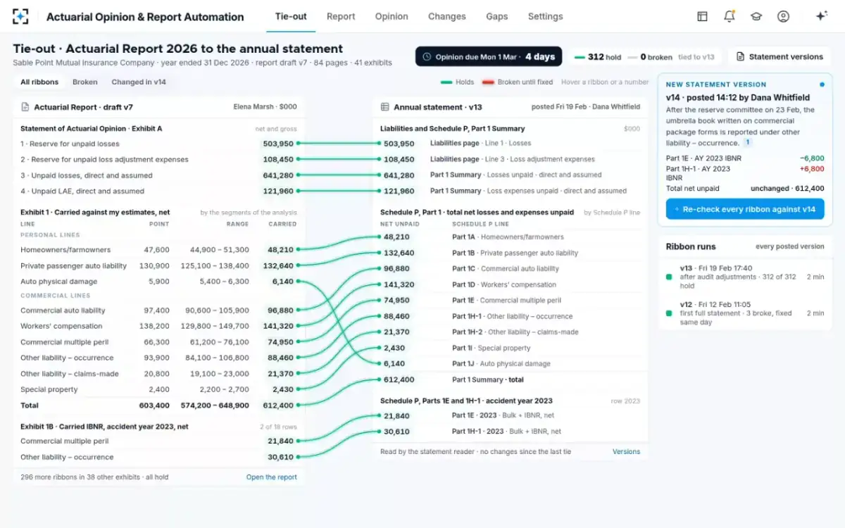 Actuarial Opinion & Report Automation — The tie-out