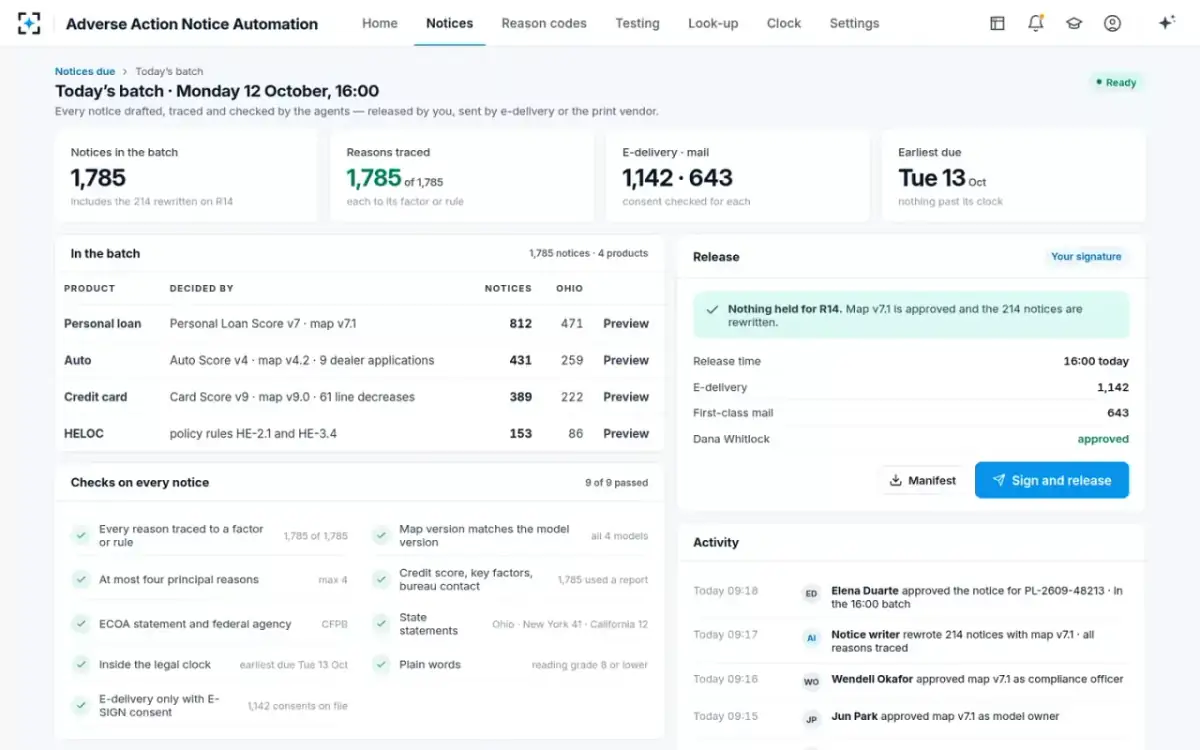 Adverse Action Notice Automation — Today’s batch