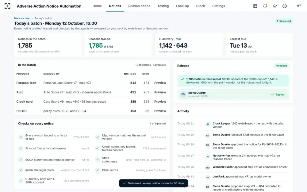 Adverse Action Notice Automation — Signed and released