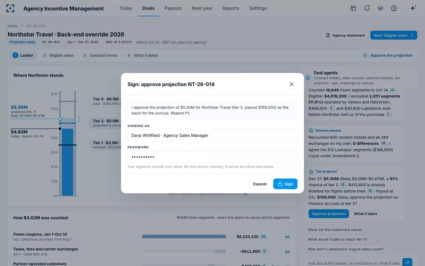 Agency Incentive Management — Approve and sign the projection