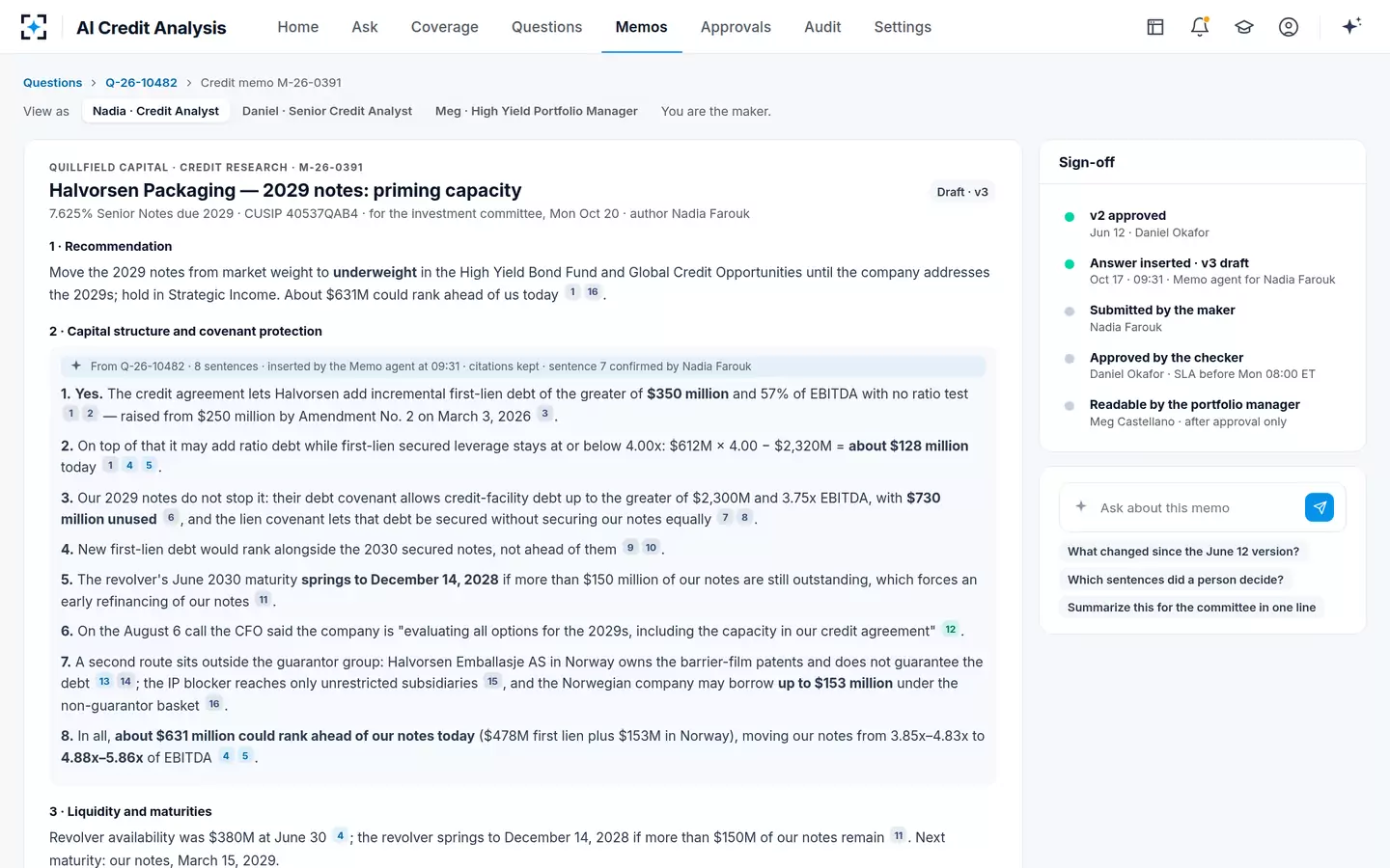 AI Credit Analysis — The credit memo