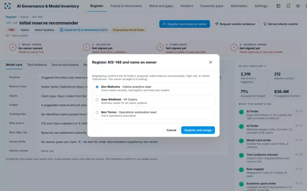 AI Governance & Model Inventory — Register and name an owner