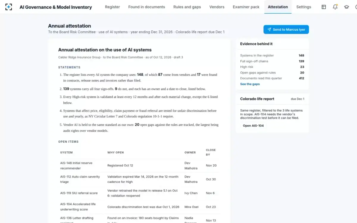 AI Governance & Model Inventory — Annual attestation
