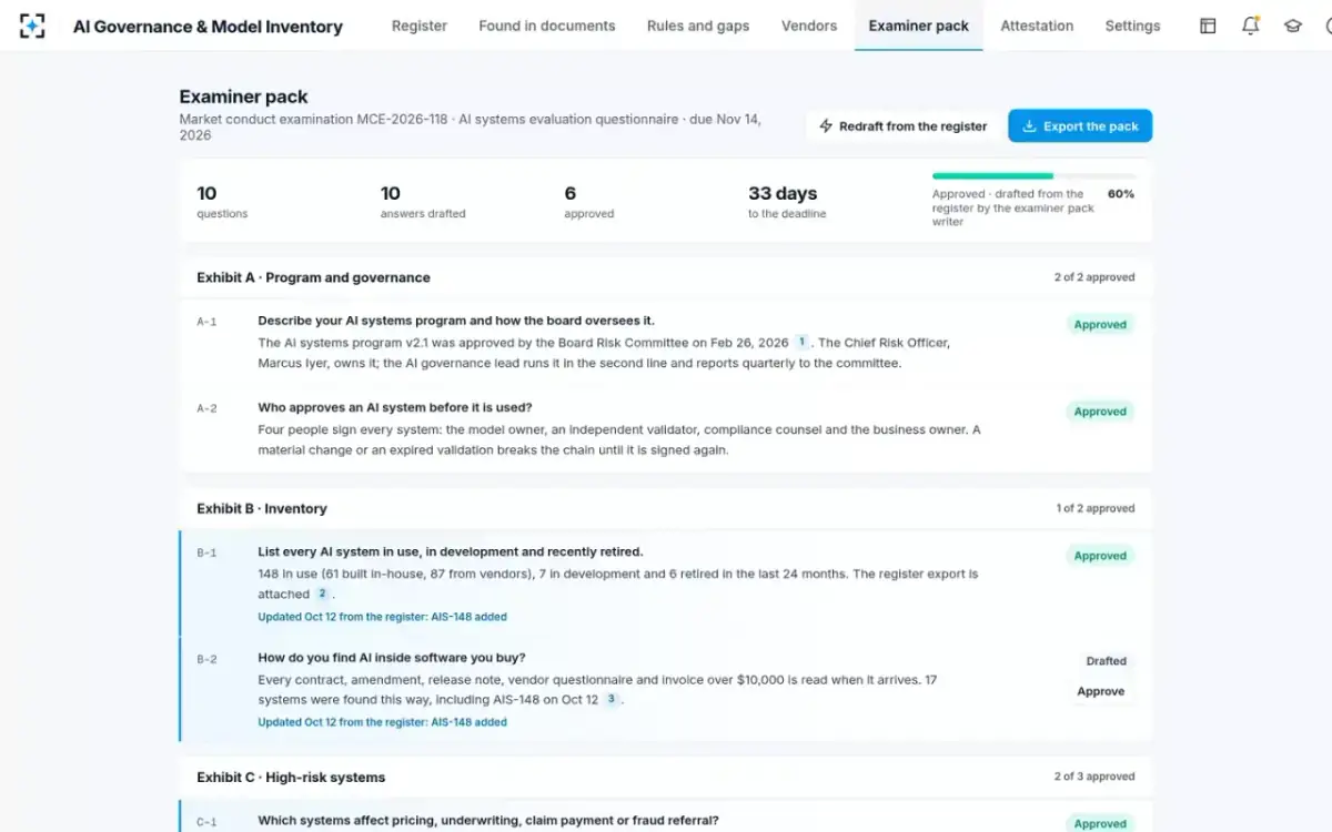 AI Governance & Model Inventory — The examiner pack