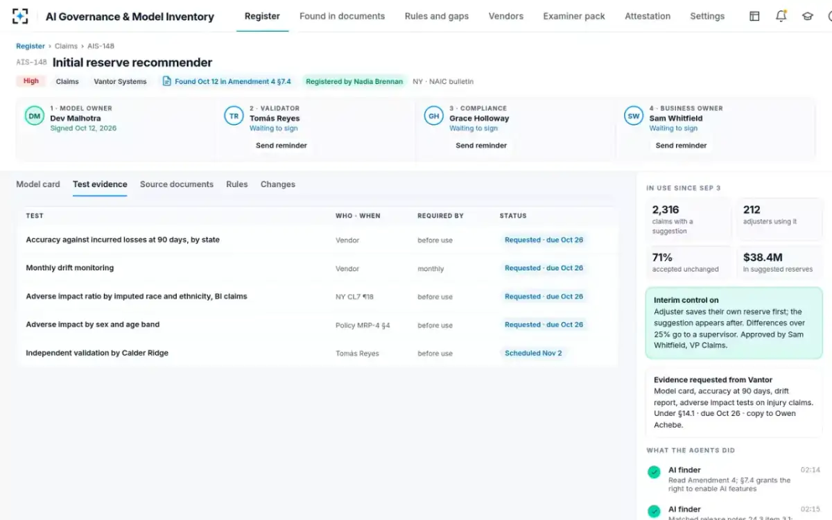 AI Governance & Model Inventory — Test evidence