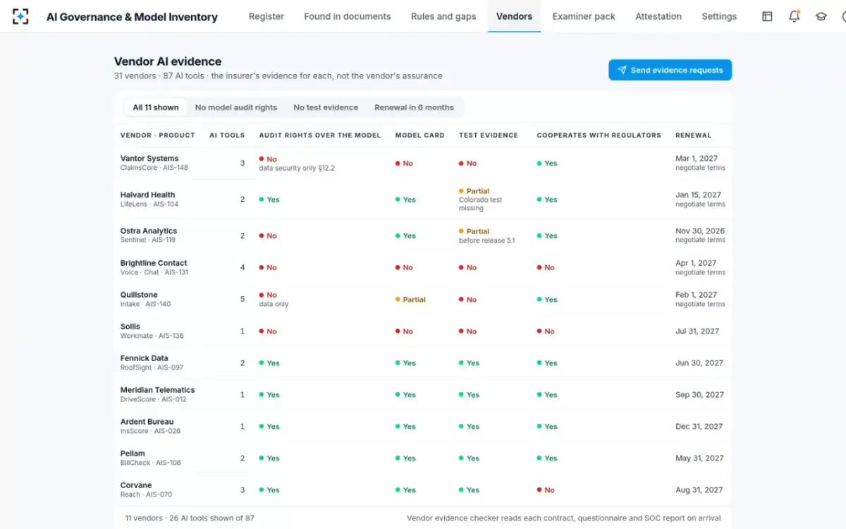 AI Governance & Model Inventory — Vendor AI evidence