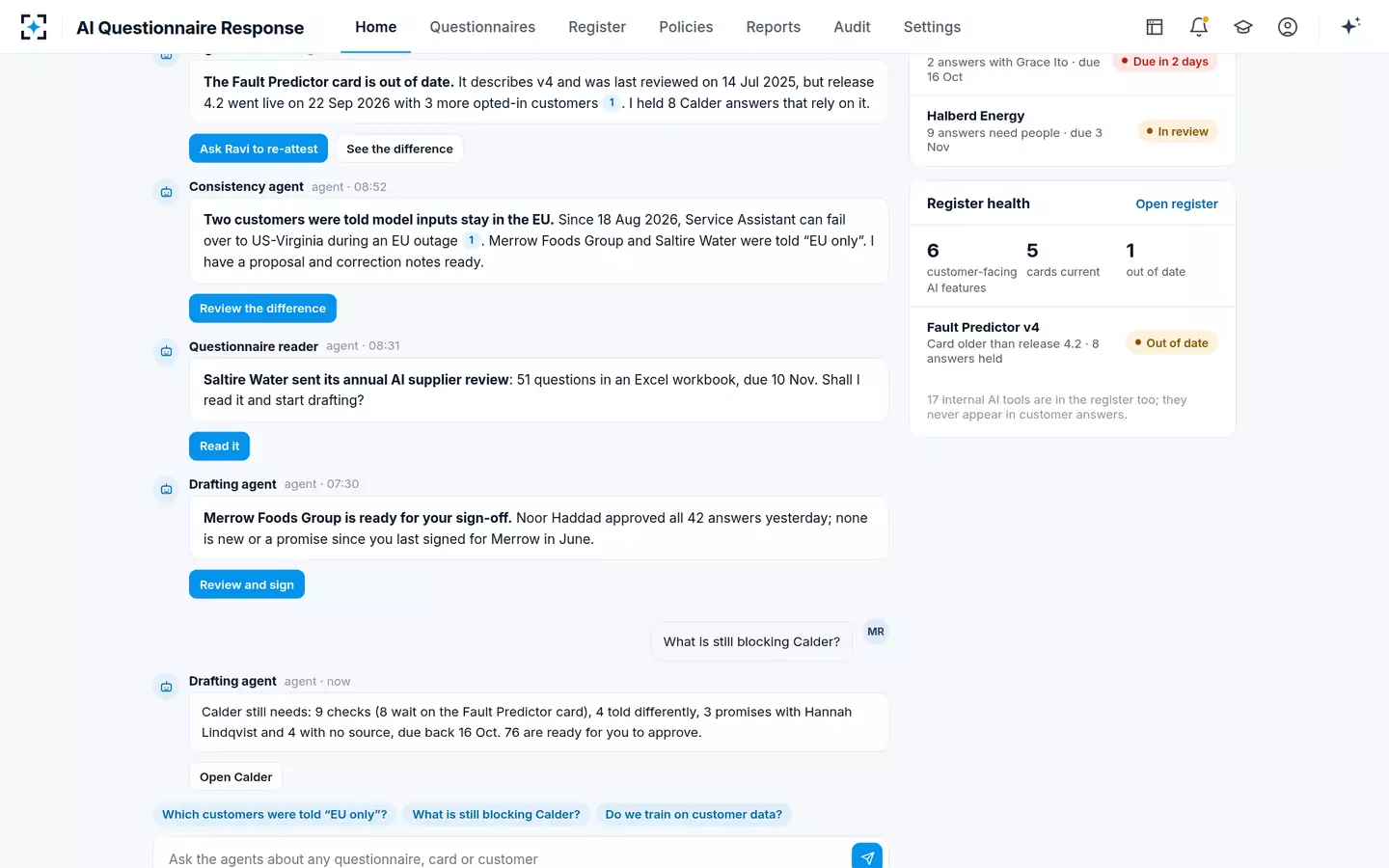 AI Questionnaire Response — Ask the agents