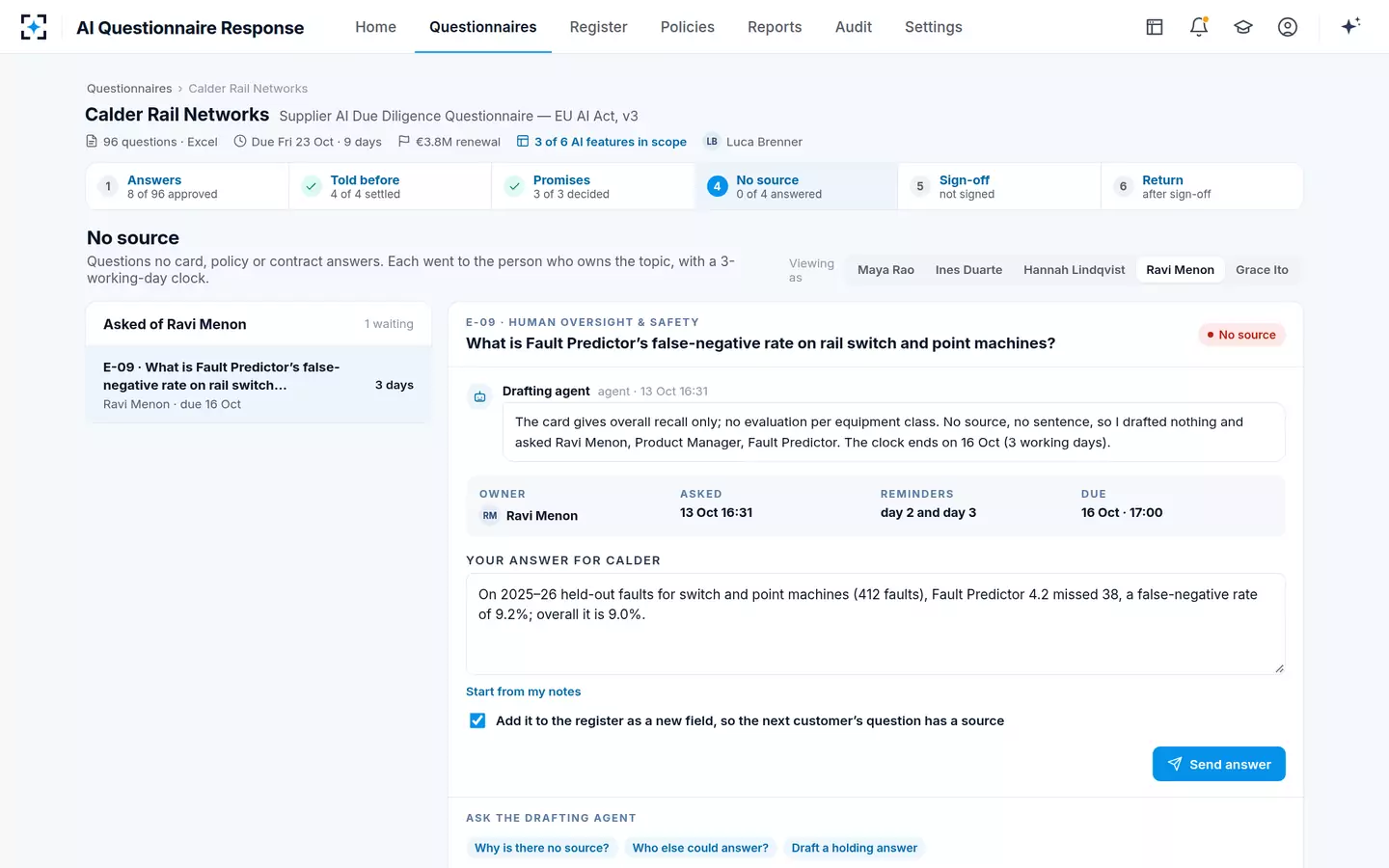 AI Questionnaire Response — No source
