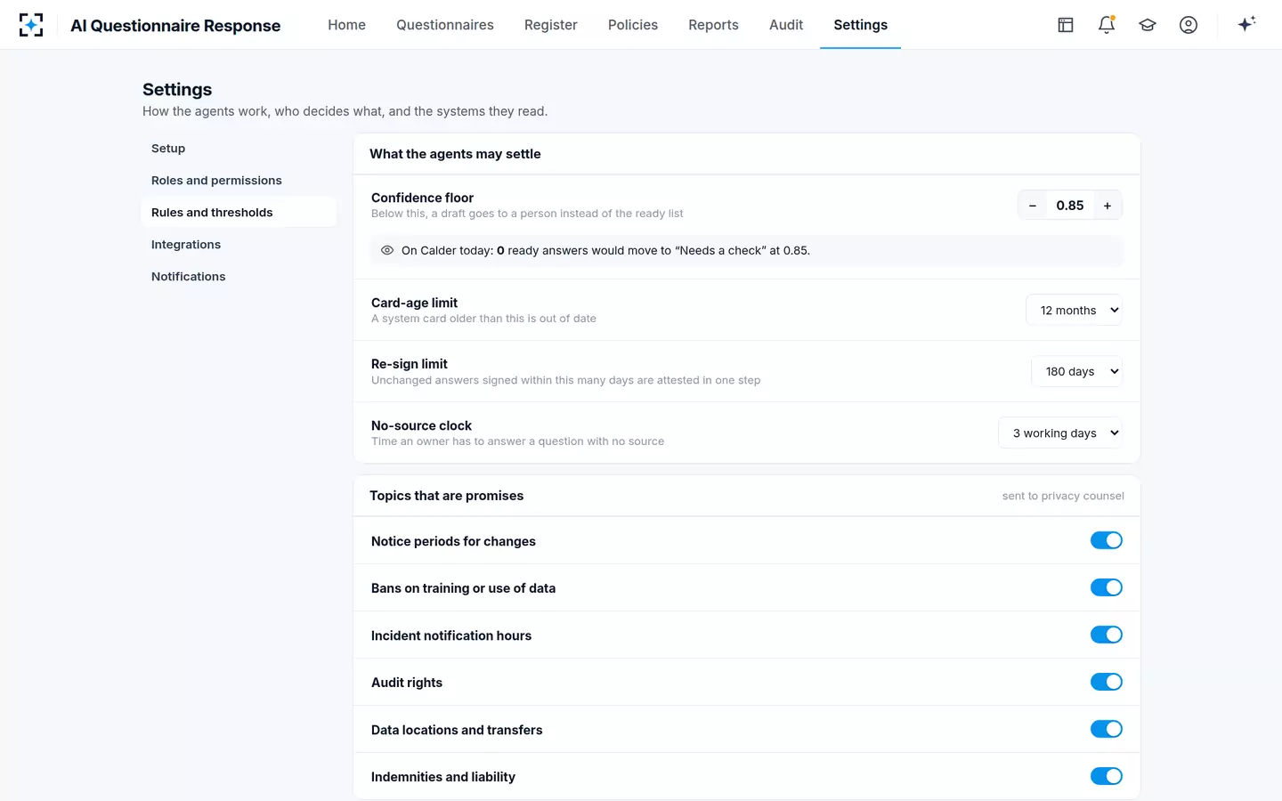AI Questionnaire Response — Your rules