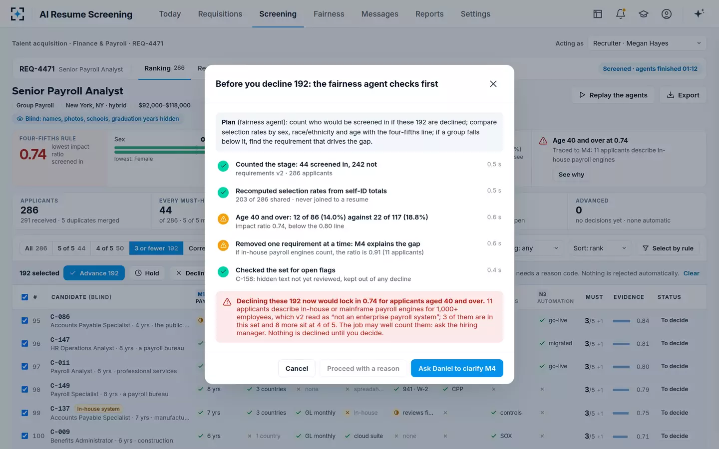 AI Resume Screening — The fairness check before a bulk decline
