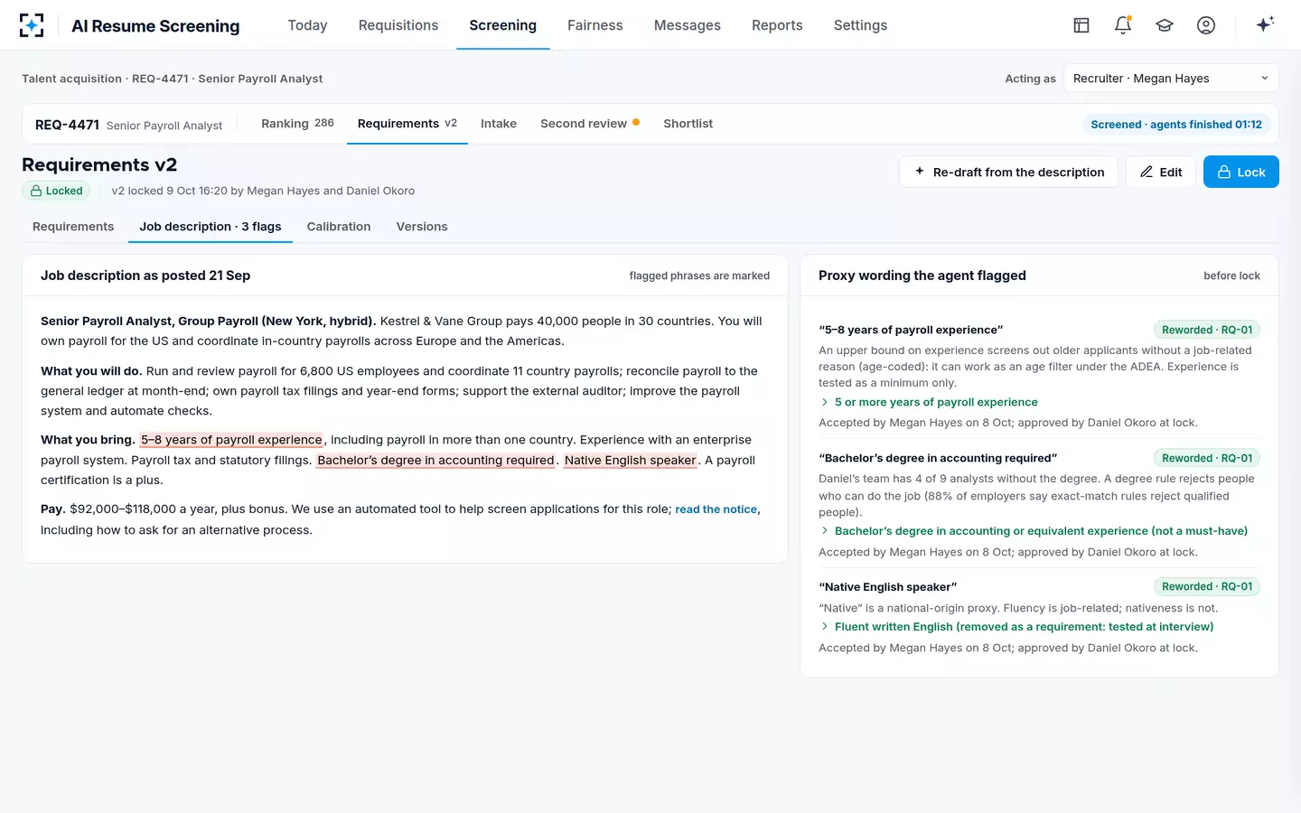 AI Resume Screening — Requirements and proxy wording