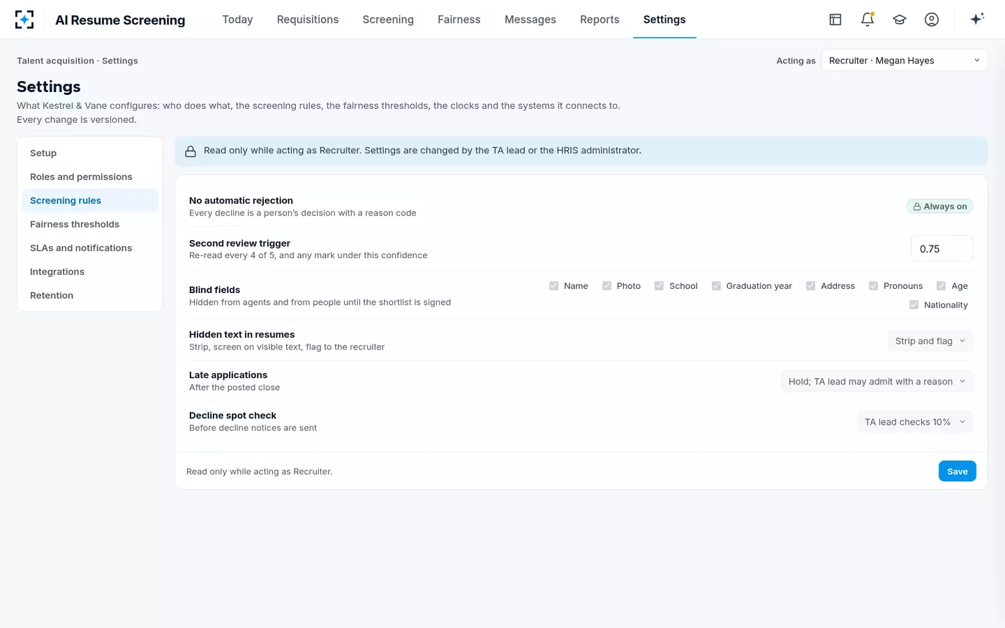 AI Resume Screening — Screening rules