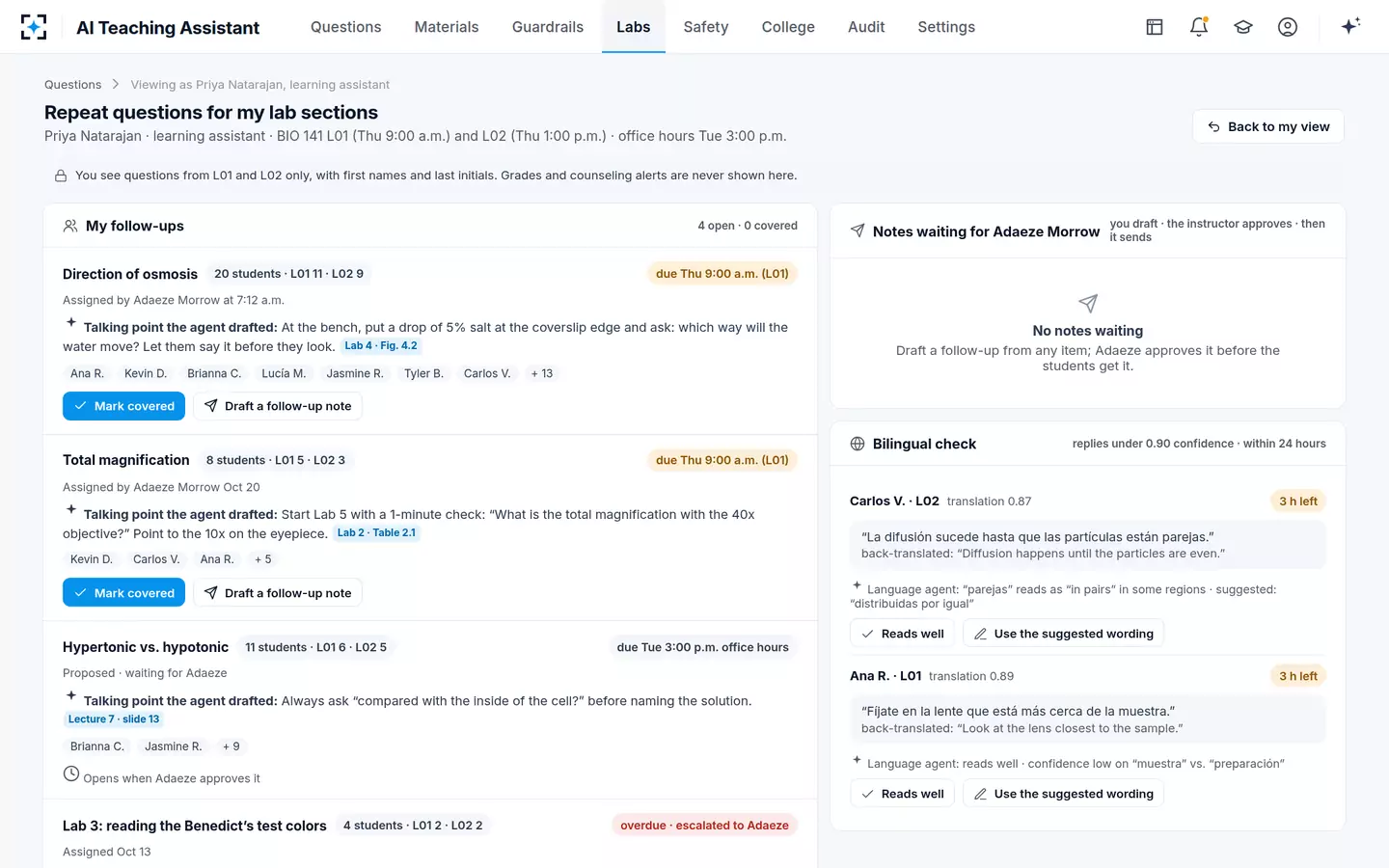 AI Teaching Assistant — The learning assistant's repeat questions