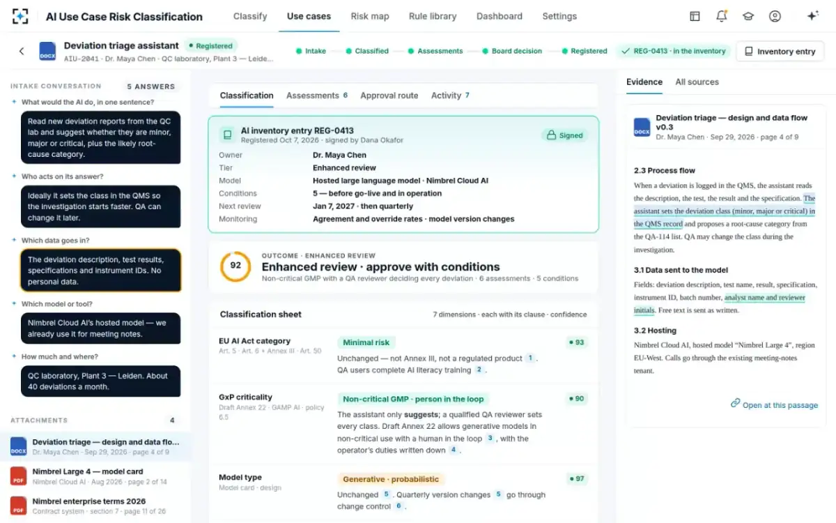 AI Use Case Risk Classification — One use case, the whole record