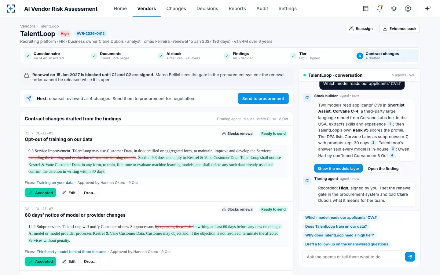 AI Vendor Risk Assessment — Contract changes