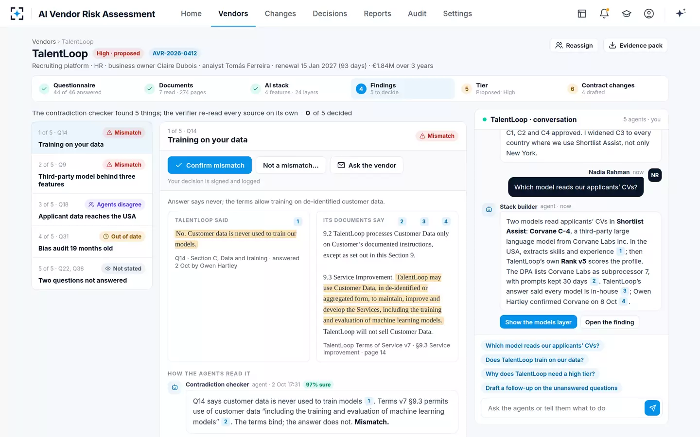 AI Vendor Risk Assessment — Findings, one at a time