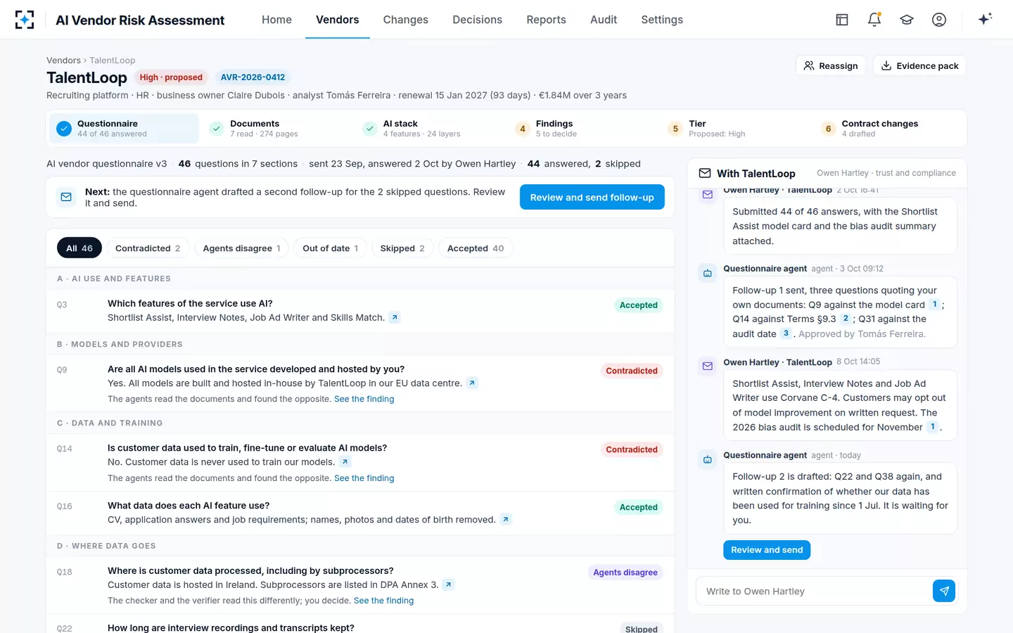 AI Vendor Risk Assessment — The questionnaire