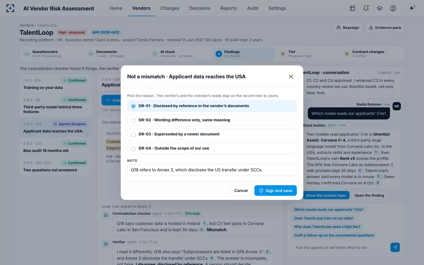 AI Vendor Risk Assessment — Ruling on a disagreement