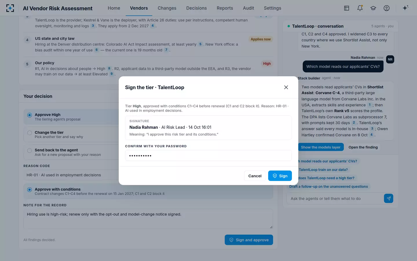 AI Vendor Risk Assessment — Sign the tier