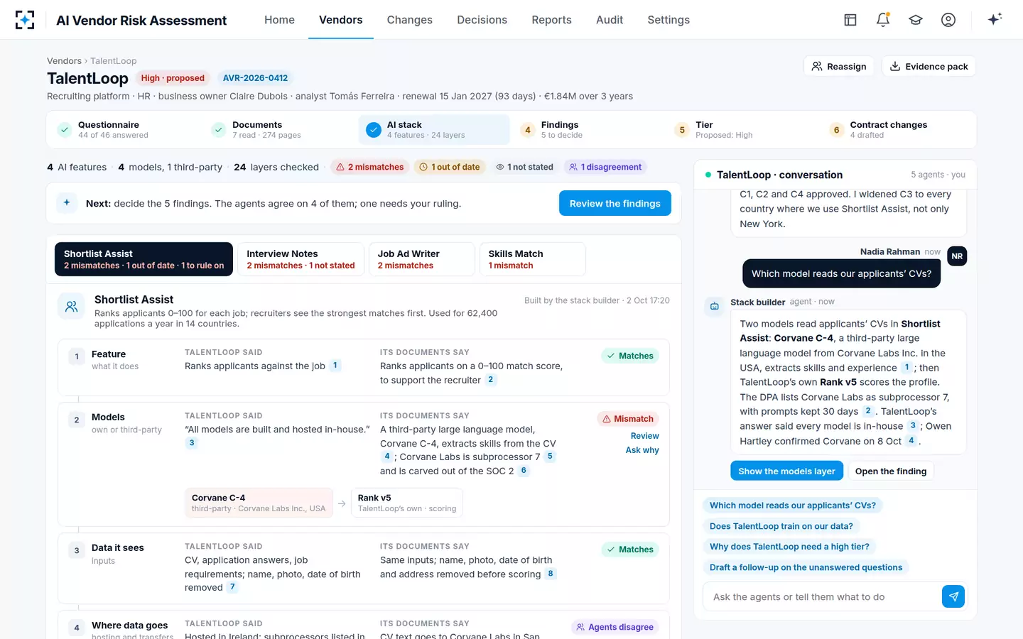 AI Vendor Risk Assessment — The vendor’s AI stack