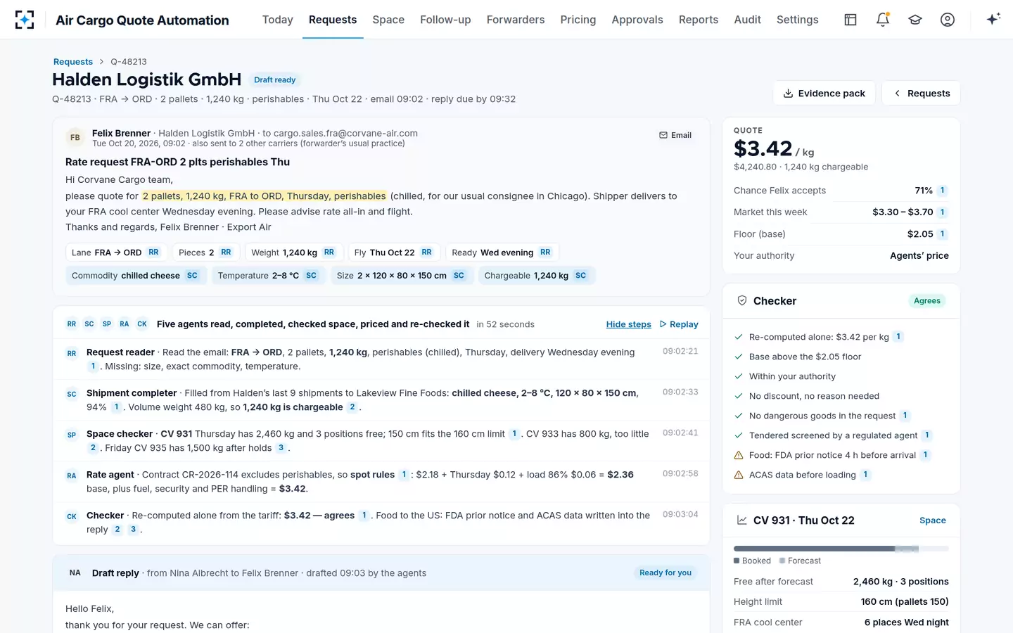 Air Cargo Quote Automation — The agents' steps