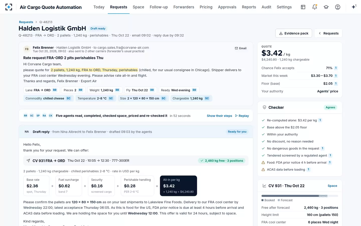 Air Cargo Quote Automation — The quote in the email thread