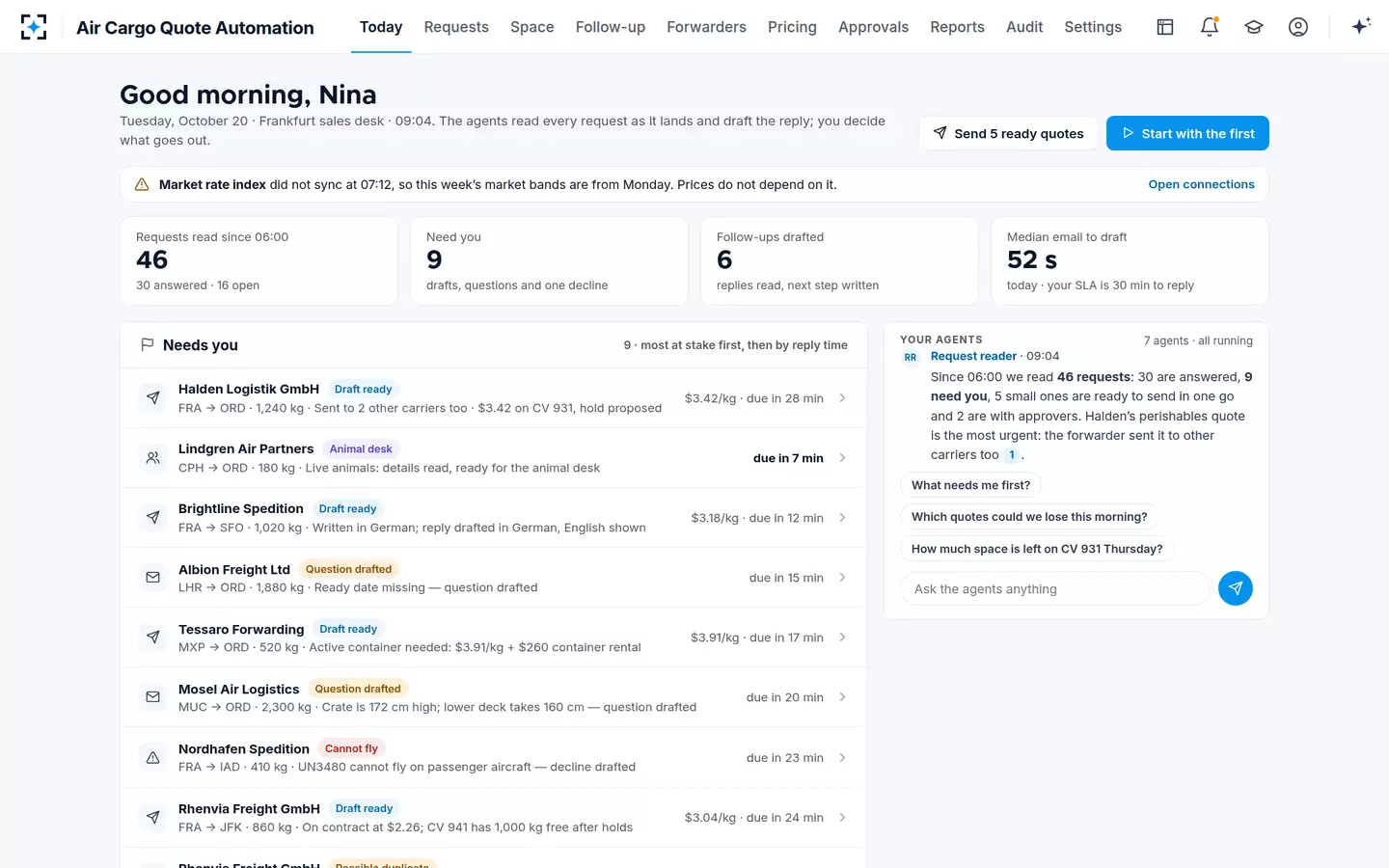 Air Cargo Quote Automation — Today