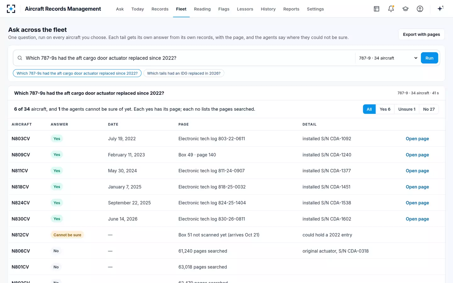 Aircraft Records Management — Ask across the fleet