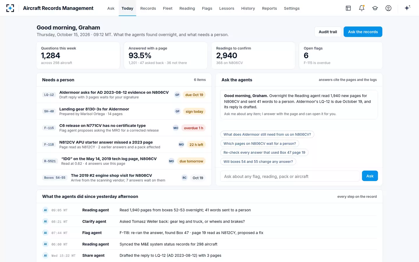 Aircraft Records Management — Today