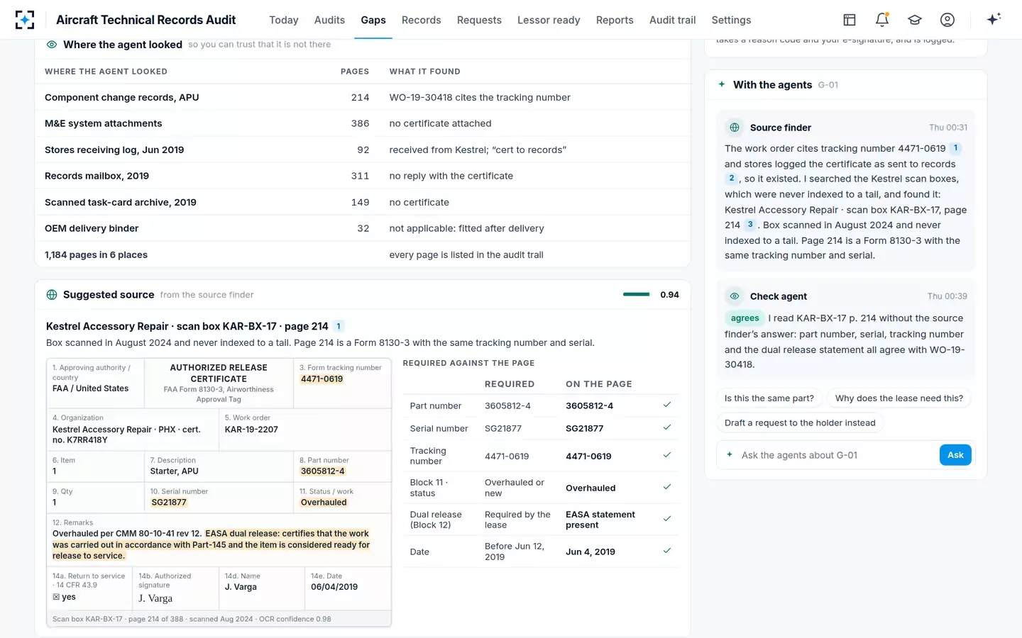 Aircraft Technical Records Audit — The suggested source