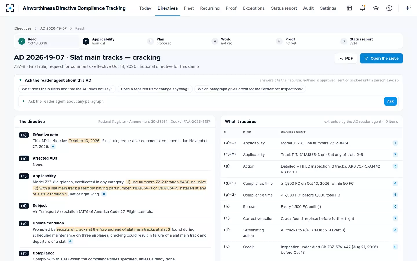Airworthiness Directive Compliance Tracking — The AD reader