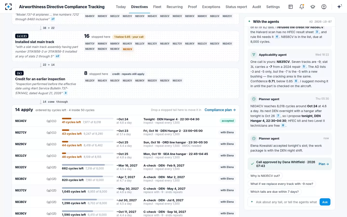 Airworthiness Directive Compliance Tracking — The call signed