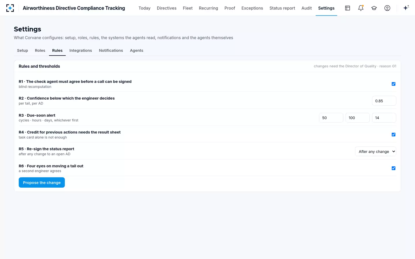 Airworthiness Directive Compliance Tracking — Rules and thresholds