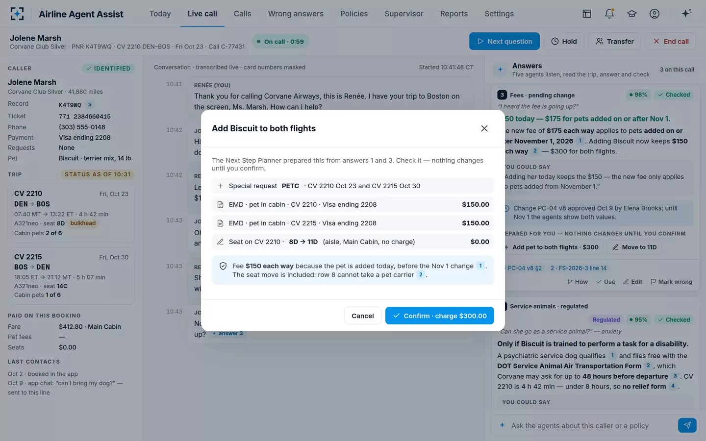 Airline Agent Assist — Confirm the prepared change