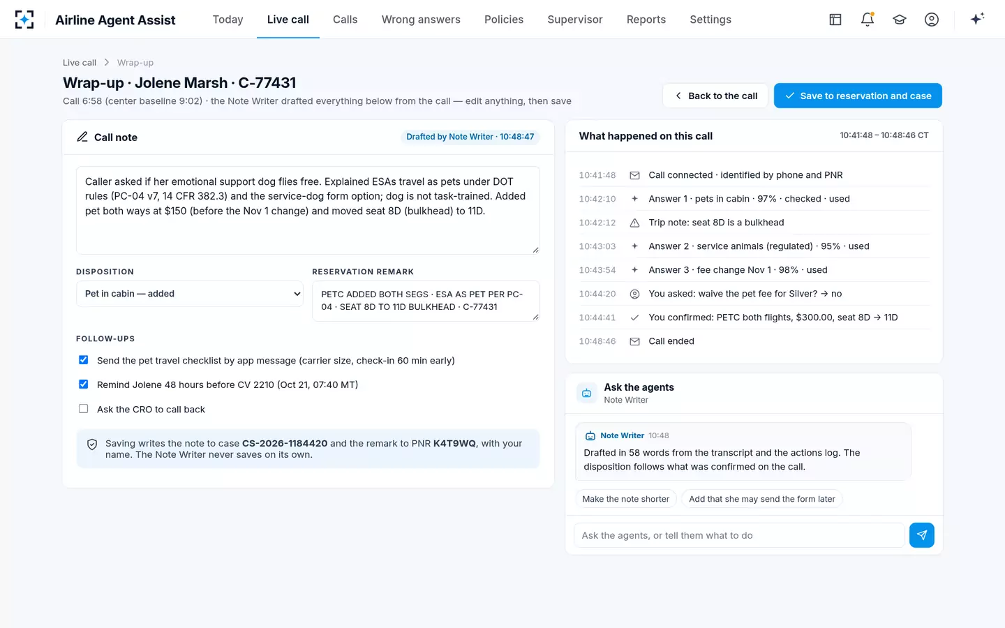 Airline Agent Assist — Wrap-up, already written