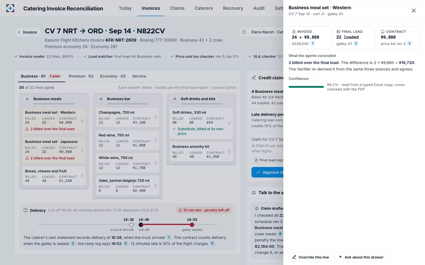 Catering Invoice Reconciliation — One line, three sources